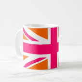 Orangener und Pinker Union Jack Kaffeetasse (Vorderseite Links)