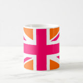 Orangener und Pinker Union Jack Kaffeetasse (Mittel)