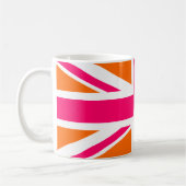Orangener und Pinker Union Jack Kaffeetasse (Links)