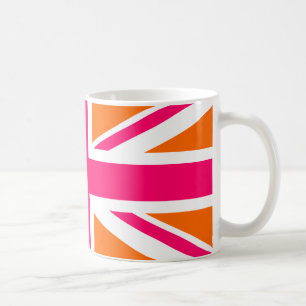 Orangener und Pinker Union Jack Kaffeetasse