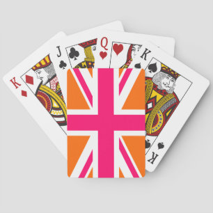Orangener und Pinker Union Jack Spielkarten