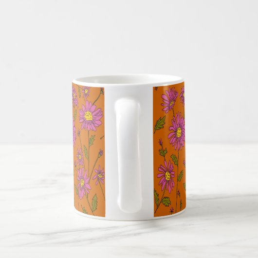 Orangener und rosa Gänseblümchen-Becher Kaffeetasse (Henkel)