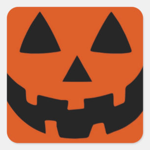 Orangener Vintage Retro Halloween-Kürbis Quadratischer Aufkleber