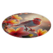 Orangener Vogel Blumen Schneidbrett Schneidebrett (Ecke)