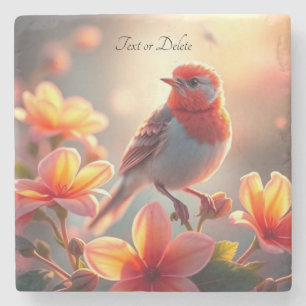 Orangener Vogel-Blumenstein-Untersetzer Steinuntersetzer