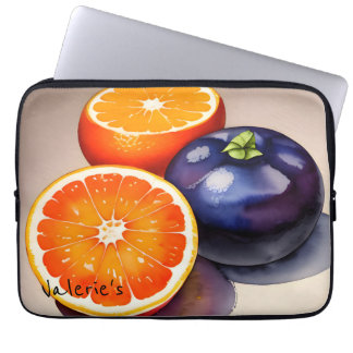 Orangener Wasserfarben-Glanz Laptopschutzhülle