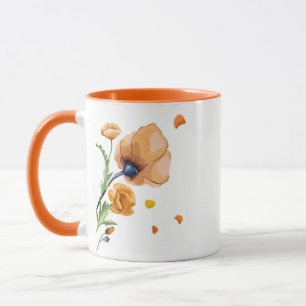 Orangener Wasserfarbenmohn Tasse