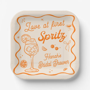 Orangener Zitrus-Aperol-Spritz-Junggesellinnenabsc Pappteller