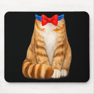Orangenes Katzenkostüm Tabby Fliege Süß Lustig Hau Mousepad