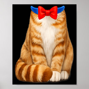 Orangenes Katzenkostüm Tabby Fliege Süß Lustig Hau Poster