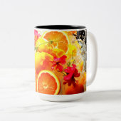 Orangenexplosion Zweifarbige Tasse (VorderseiteRechts)