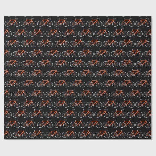 Orangenfahrrad auf schwarzem Papier Geschenkpapier (Flach)