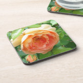 Orangenfarbene Blush-Rose Untersetzer (Linke Seite)