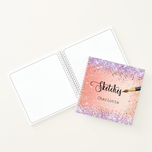 Orangenfarbene Lavafarbe der Rose Sketchbook Notizblock (Innenseite)