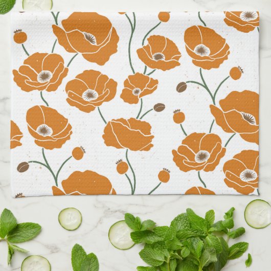 Orangenfeld Geschirrtuch (Gefaltet)