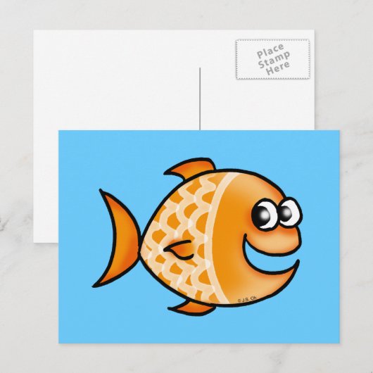 Orangenfisch Postkarte (Vorne/Hinten)