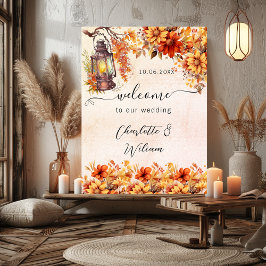 Orangenfloralen für Hochzeiten Poster