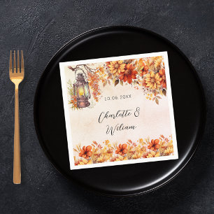Orangenfloralen Hochzeitstorte Serviette