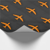 Orangenflugzeug Geschenkpapier (Ecke)
