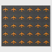 Orangenflugzeug Geschenkpapier (Flach)