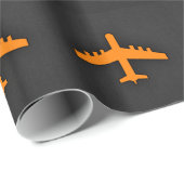 Orangenflugzeug Geschenkpapier (Rolleneckpunkt)