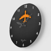 Orangenflugzeug Große Wanduhr (Winkel)