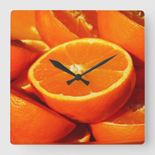 Orangenfotografie Quadratische Wanduhr (Vorderseite)
