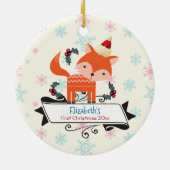 Orangenfox in Weihnachtsmannmütze kundenspezifisch Keramikornament (Hinten)