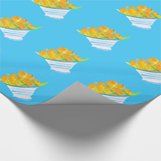 Orangenfrucht, Aquarellfrucht Geschenkpapier (Ecke)