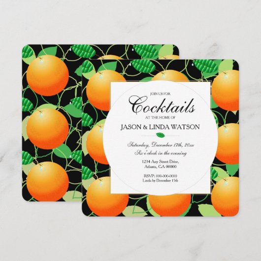 Orangenfrucht Einladung (Vorne/Hinten)