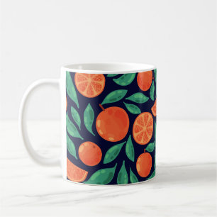 Orangenfrucht: farbenfroh Vintag, nahtlos Kaffeetasse