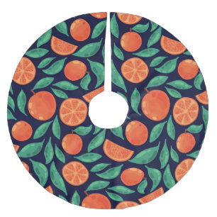 Orangenfrucht: farbenfroh Vintag, nahtlos Polyester Weihnachtsbaumdecke