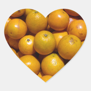 Orangenfrucht Florida Markt Orange Herz-Aufkleber