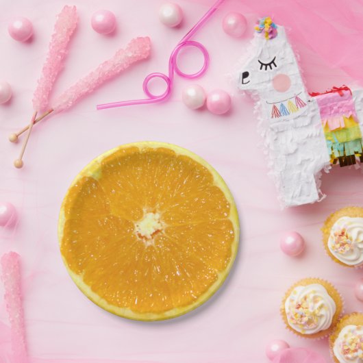 Orangenfrucht, frisch geschnitten pappteller (Party)
