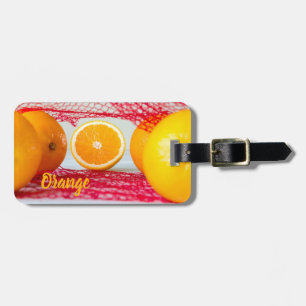 Orangenfrucht für vegane und vegeatriere gepäckanhänger