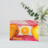 Orangenfrucht für vegane und vegeatriere postkarte (Stehend Vorderseite)
