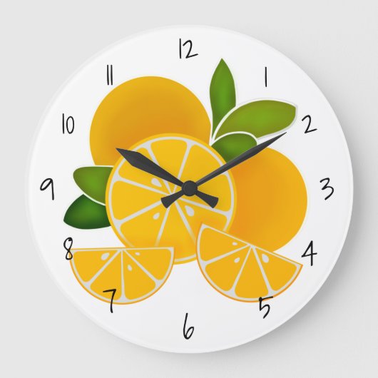 Orangenfrucht Große Wanduhr (Vorderseite)