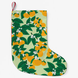 Orangenfrucht: grünes Vintage-Muster. Kleiner Weihnachtsstrumpf