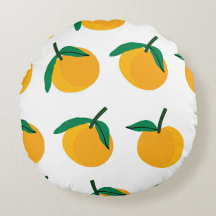Orangenfrucht mit weißem Hintergrund nahtloses Pa Rundes Kissen
