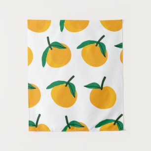 Orangenfrucht mit weißem Hintergrund nahtloses Pat Wandteppich