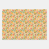 Orangenfrucht und Blume Muster Geschenkpapier Set (Vorderseite)