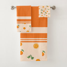 Orangenfrucht Zitrus klassisches Muster  Badhandtuch Set