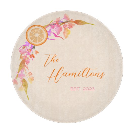 Orangenfruchtblütenjahr Schneidebrett (Vorderseite)