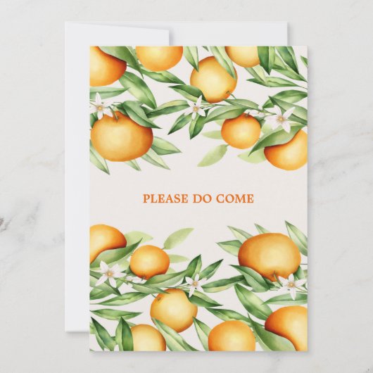 Orangenfrüchte Frucht Botanische Hochzeit Einladung (Rückseite)