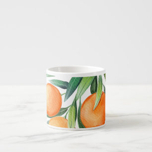 Orangenfrüchte in Aquarellfarben: Abgeschiedene Br Espressotasse