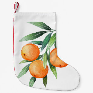 Orangenfrüchte in Aquarellfarben: Abgeschiedene Br Kleiner Weihnachtsstrumpf