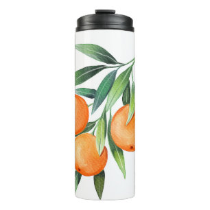 Orangenfrüchte in Aquarellfarben: Abgeschiedene Br Thermosbecher