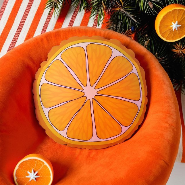 Orangenfrüchte Rundes Kissen (Christmas orange fruit round pillow)