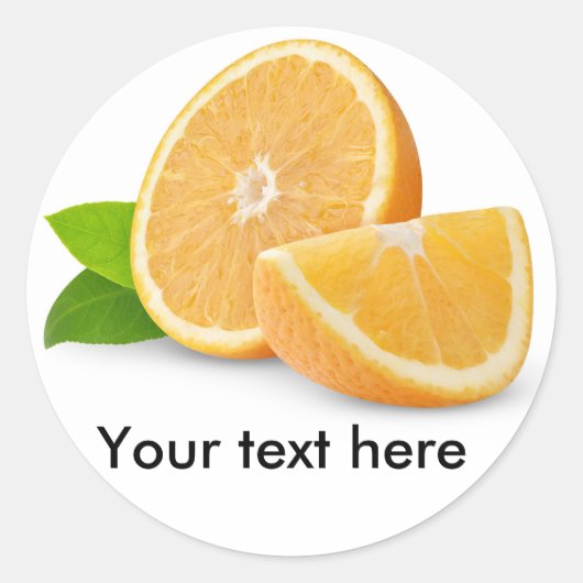 Orangenfrüchte schneiden runder aufkleber (Vorderseite)