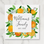 Orangenfrüchte und Blume Sommer Blütenpflanzliche Geschenkanhänger (Rückseite)